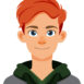 Smiling Red-Haired Boy Illustration A cheerful boy with red hair smiling