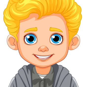 Portrait of a Boy with Blonde Hair and Blue Eyes illustration