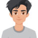 Smiling Young Man Illustration Cartoon man with dark hair smiling