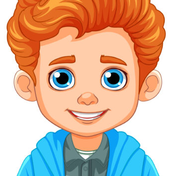 Portrait of a Boy with Orange Hair and Blue Eyes illustration