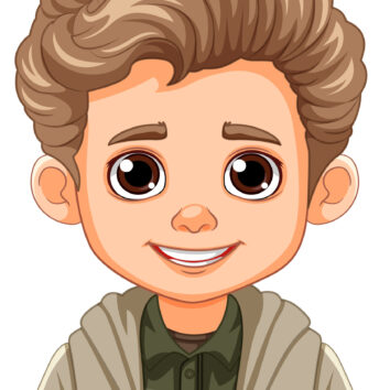 Portrait of a Boy with Brown Hair and Brown Eyes illustration